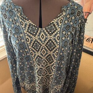 Lucky Brand Blue and White Patterned Top